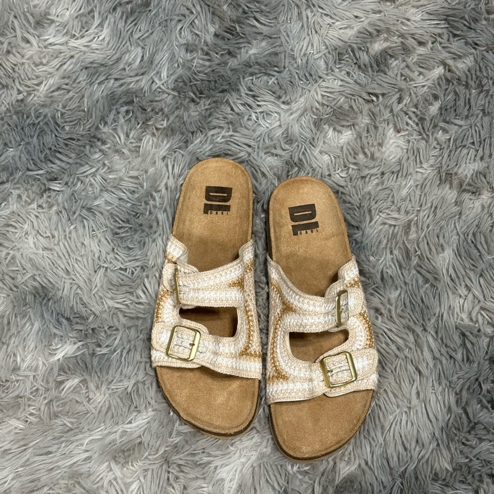 Cream Sandals with Buckle Detail